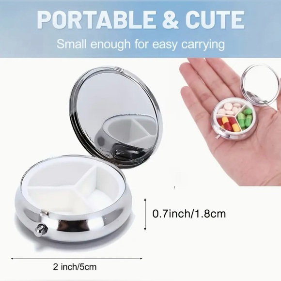 Celestial Inspired Round Pill Organizer 3-Compartment Compact Pill Case New - Picture 3 of 7